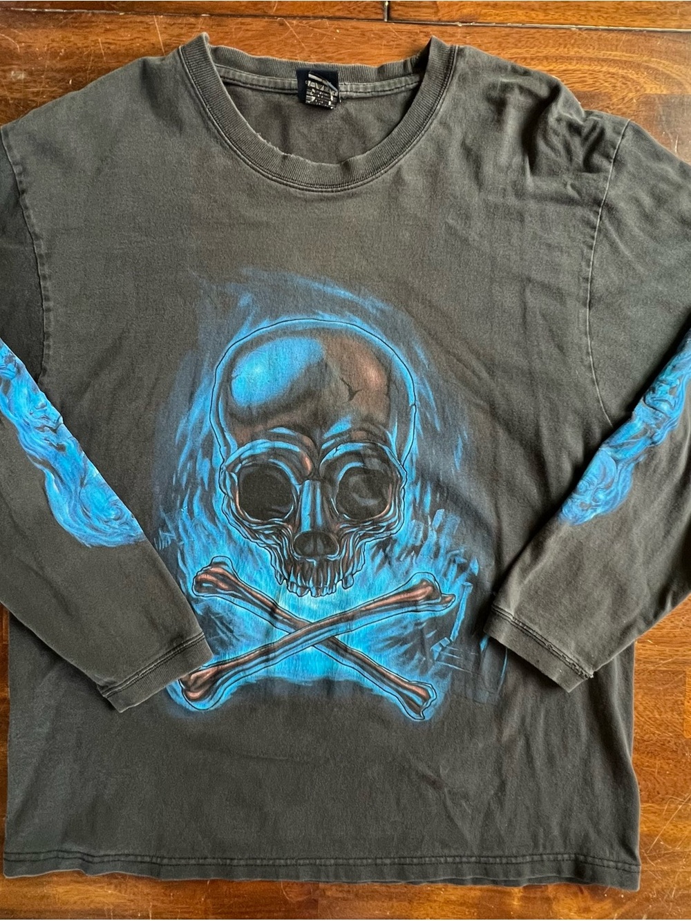 Sturgis 2008 Blue Skull Graphic Long Sleeve Men's L Black T-Shirt